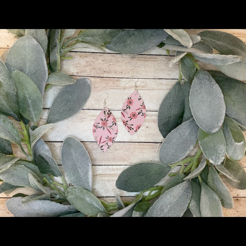 Oval Diamond shaped Faux Leather Earrings